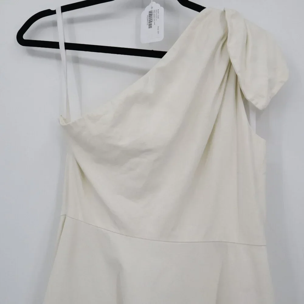 Kate Spade Twill One Shoulder Dress Womens 4 Ivory Coastal Cottagecore Boho Twee